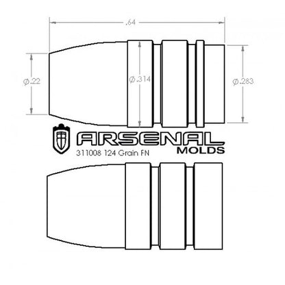 311008 124 Grain FN Bullet