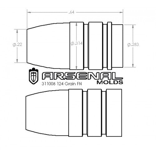311008 124 Grain FN Bullet